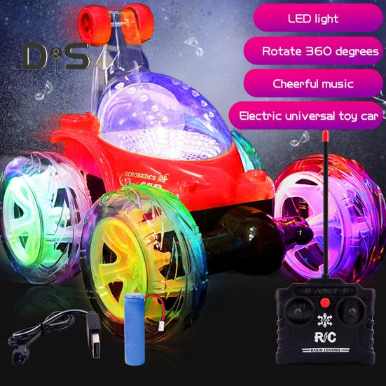 Coche de acrobacias con control remoto para niños, juguete con luz