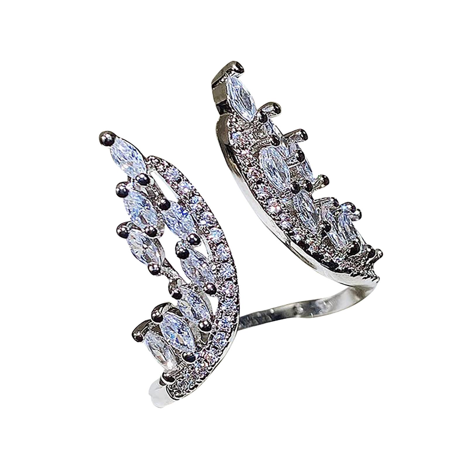 

Ladies Angel s Inlaid Zircon Alloy Ring With Adjustable Opening One Size