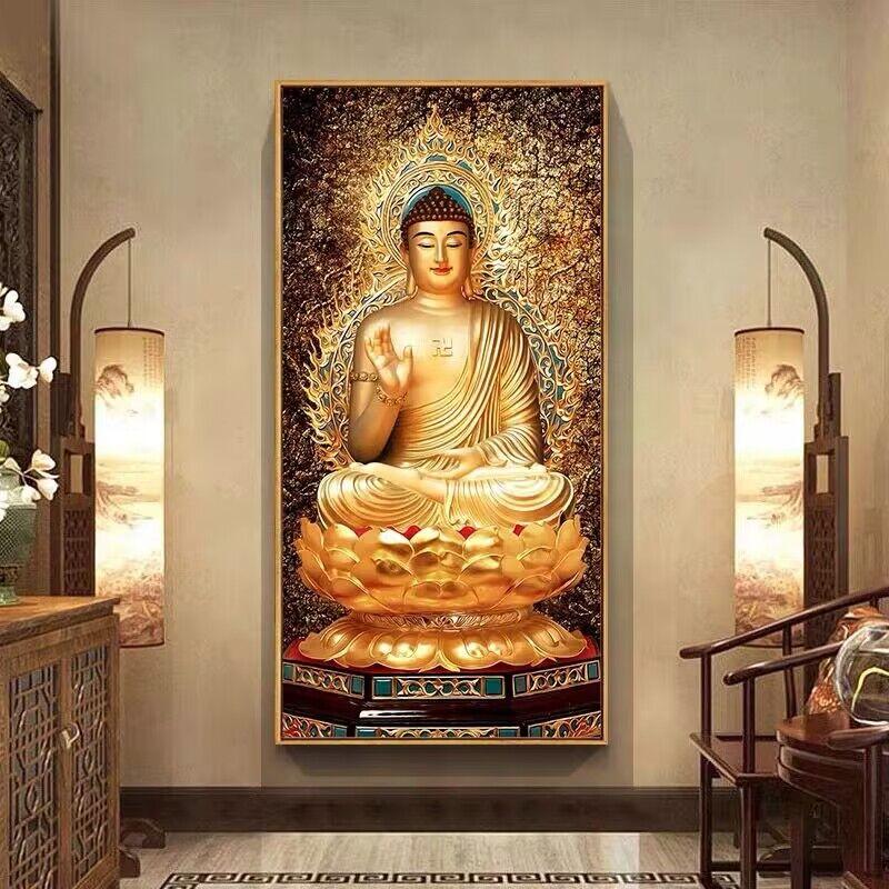 Pintura de diamante 5d Buda, Arte de mosaico de Buda Entrada, Sala de estar, Decoração de cristal