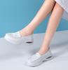 Fashion Women Genuine Leather Wedges Casual Shoes Loafers Soft Nurse Work Shoes Breathable Comfortable Non-slip White Nursing Shoes