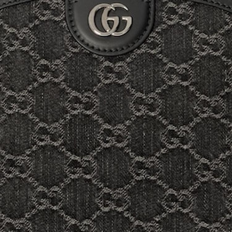 Gucci Ophidia Double G Logo Zipper Adjustable Shoulder Strap Denim Crossbody Bag Women bags Black Gray 499621-FAC2F-8450