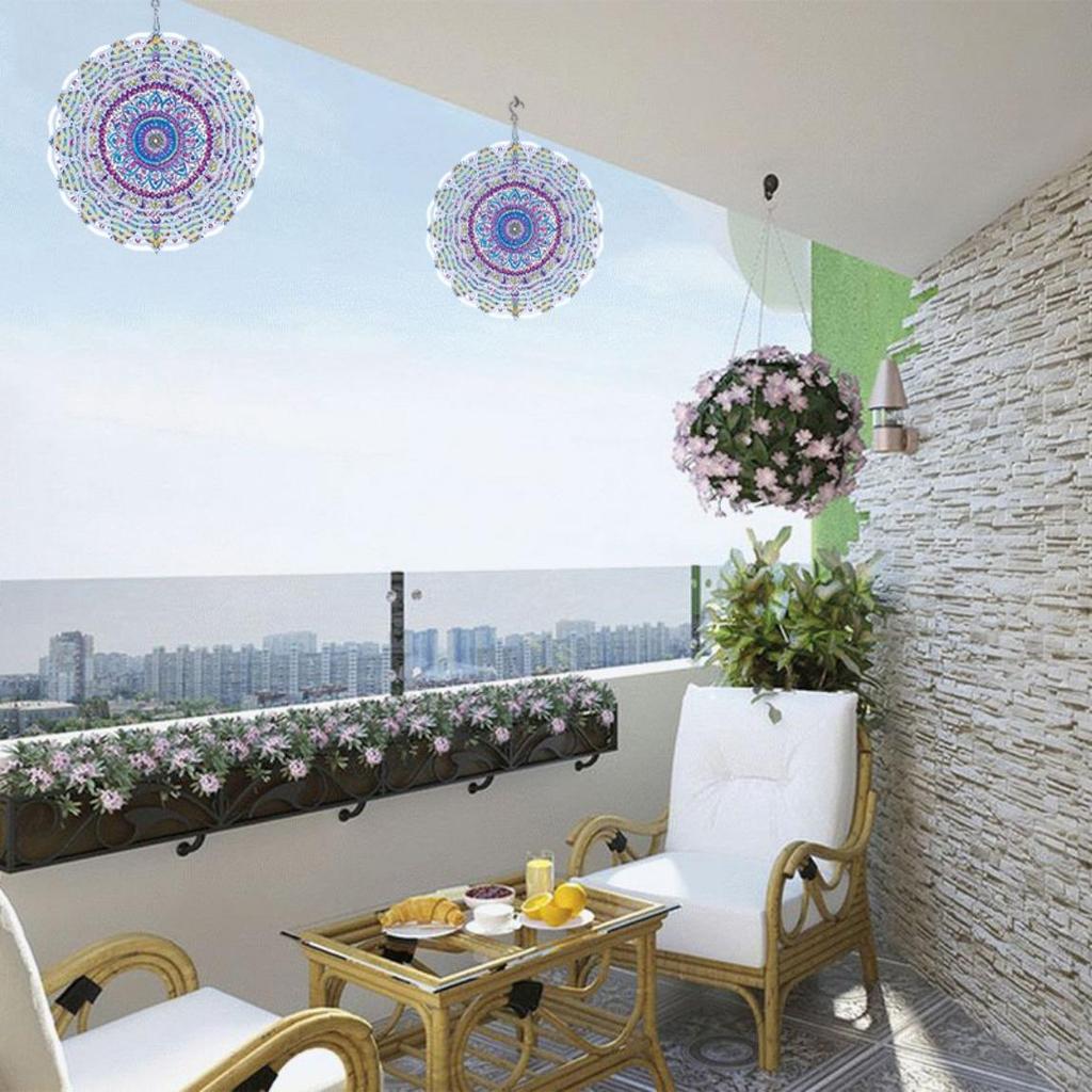 Metal Wind Spinner with 2D Lotus Mandala Design for Outdoor Garden Balcony Yard Decor 360 Degree Rotating Hook Holiday Christmas Gift