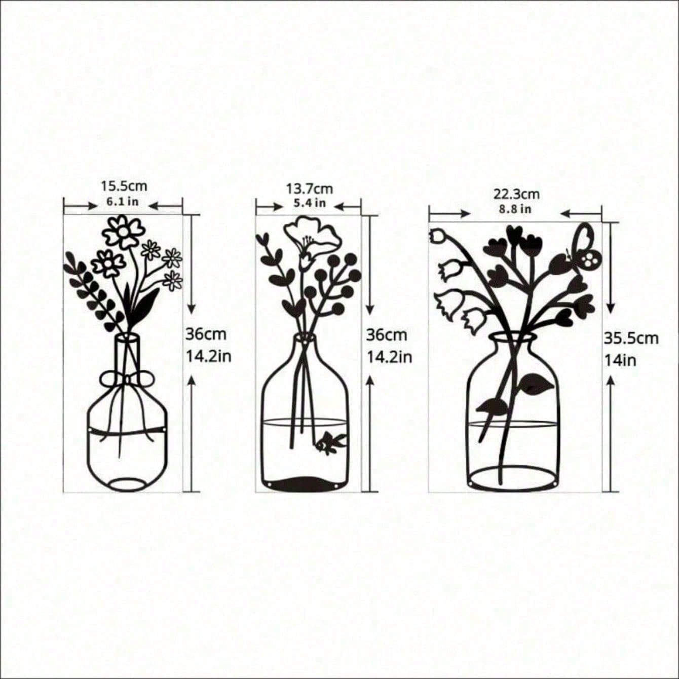 

Vintage Floral Metal Wall Art Set of 3 Botanical Garden Home Decor for Living Room Bedroom Office Rustic Farmhouse Boho Style різнокольоровий