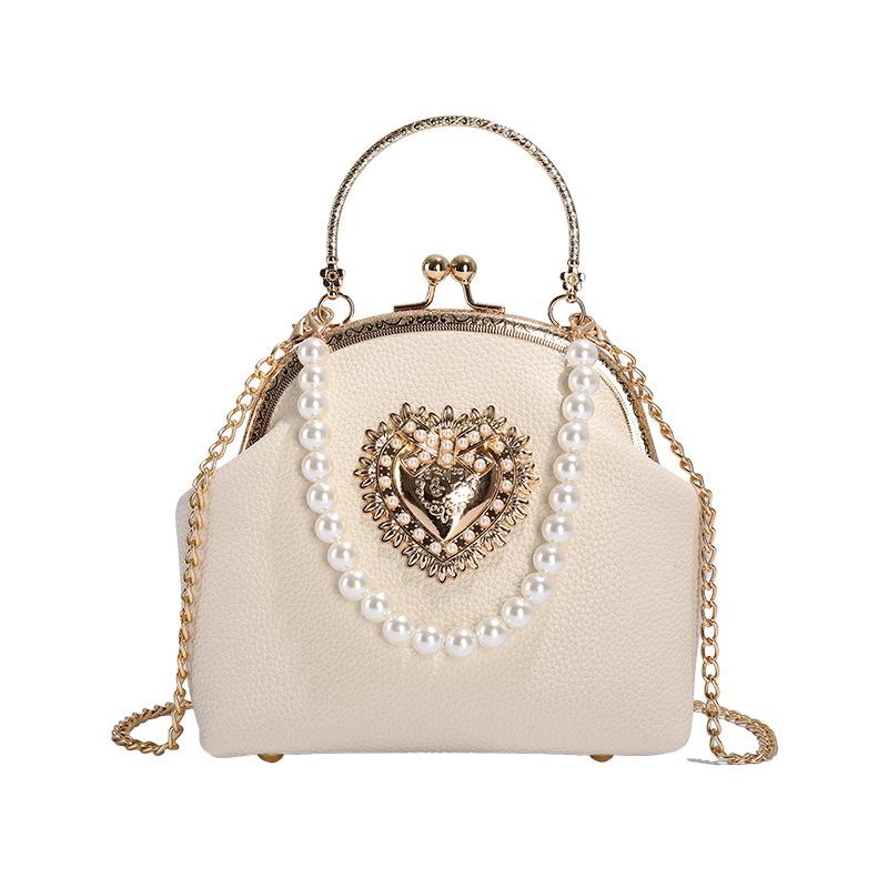 Xiaoxiangfeng Pearl Handbag Women's 2025 New Korean Version Fashion Niche Shoulder Bag Crossbody Clip Shell Bag