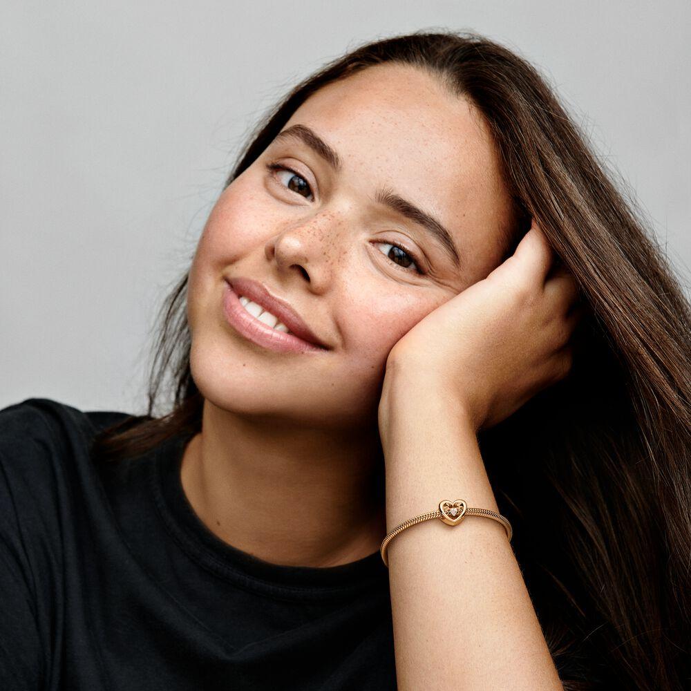 Radiant Heart & Floating Stone Charm Beads SS925 Silver Fantasy Romantic Jewelry For Women's DIY Bracelet