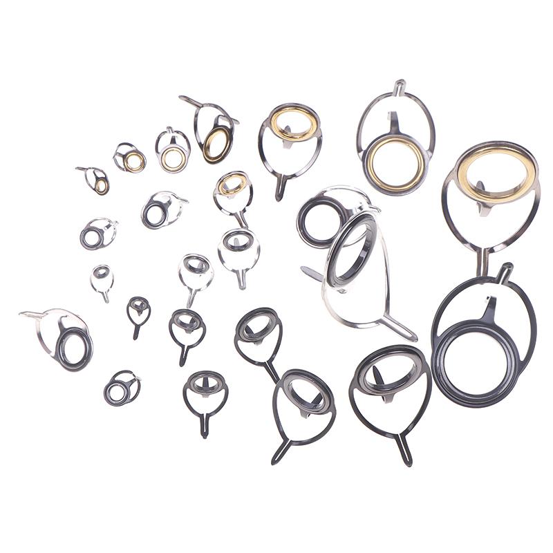 8Pcs/set Fishing Tackle Stainless Steel Repair Kit Set Fishing Rod Guide Ring Tip Fishing Pole Circle Ring Eye Guide Wire Loop