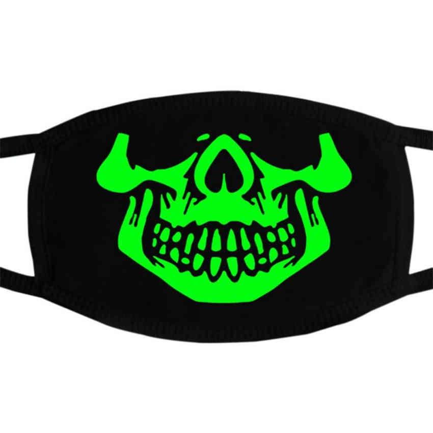 Unisex Luminous Skull Scarey Masks Black Half Face Personality Fashionable Halloween Cosplay Props