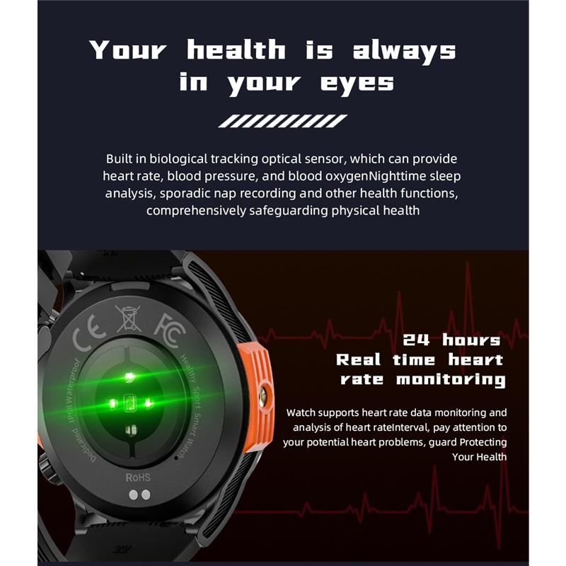 Multifunctional Smartwatch, Bluetooth Call, Flashlight, Waterproof, 1.46-inch Screen, Compass, Sports Fitness Tracker