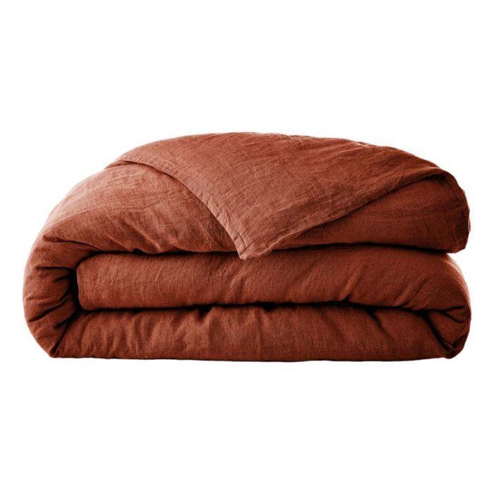 "Soline" Duvet Cover All Sizes Washed Linen - Soline Paprika - Duvet Cover 240 X 220 Cm
