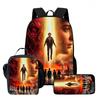 Kids Cartoon Printed Backpack Set Elementary School Bookbag Lunch Bag Pencil Case 3-Piece Bundle With Ergonomic Support