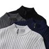 Autumn Winter Men Cardigan Sweater Men's Stand Collar Zipper Cotton 100% Thickened Knit Solid Color High Street Clothes