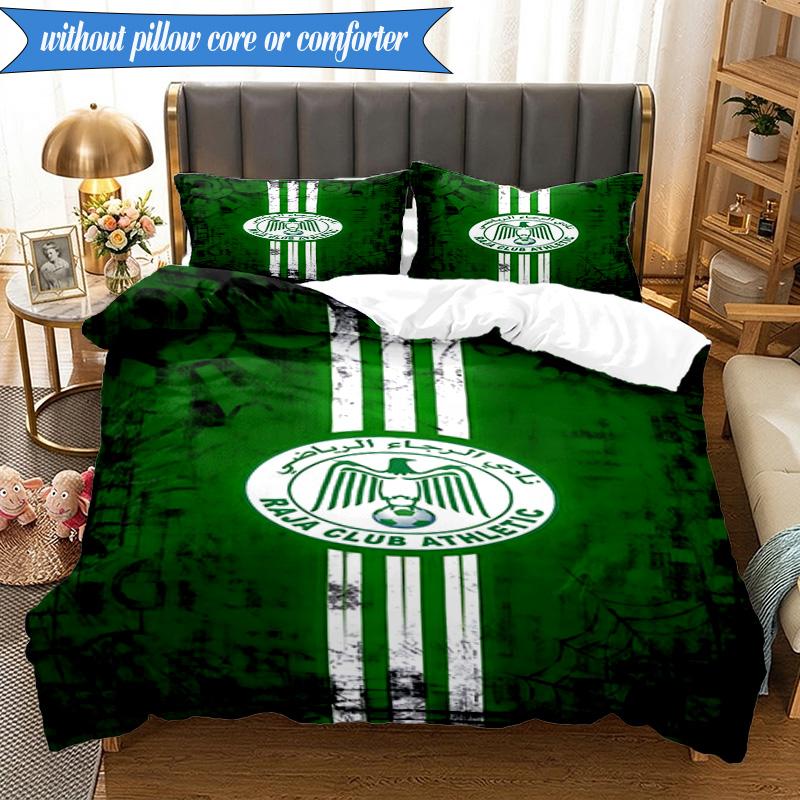 Set Lenzuola 3 Pezzi con Stemma Raja Club Athletic Stampa 2D (Include 1 Copripiumino + 2 Federe Senza Imbottitura), Decorazione camera da letto, Regalo ventilatore