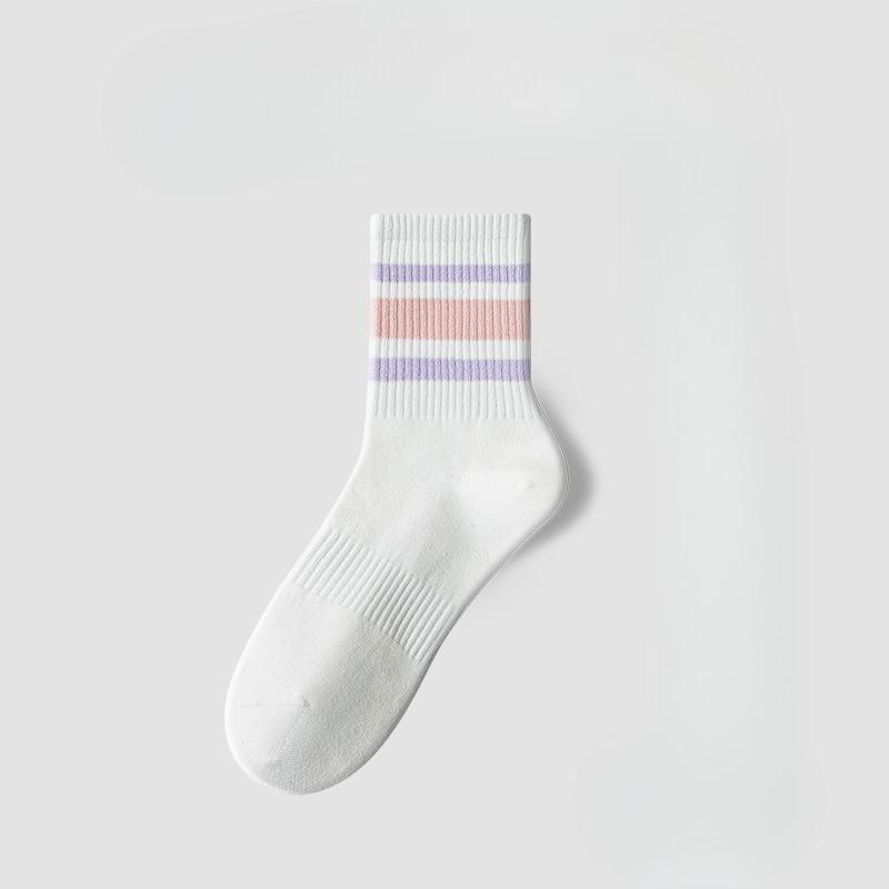 

Men and Women Spring and Autumn Pure Cotton Deodorizing Running Socks 1 pair рожевий/білий