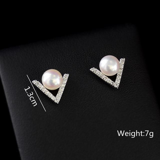 Temperament Imitation Pearl Stud Earrings Shiny Rhinestone Round Earrings For Women Boucle Oreille Femme Women 'S Small Earrings
