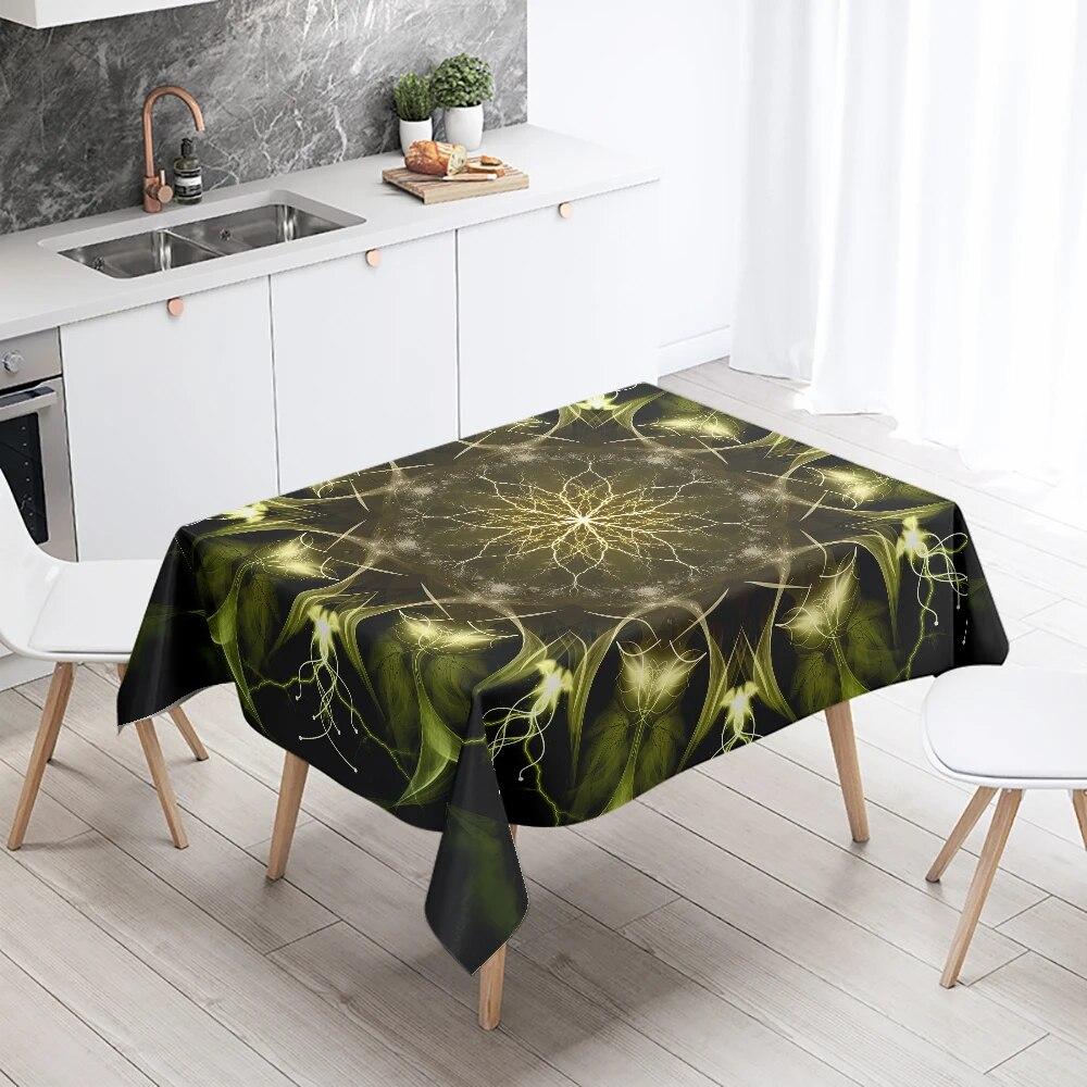 Waterproof Mandala Printed Tablecloth Wedding Party Restaurant Decoration Rectangle  Kitchen Table