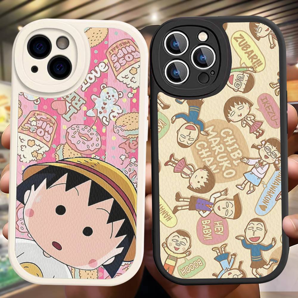 Catoon Chibi M-Maruko ChanS Phone Case For IPhone 16 15 14 13 12 11 Pro Max Plus Shockproof Leather Cover