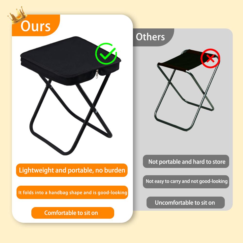 Camping Folding Chair Portable Folding Chair with Carry Bag Handheld Camp Stool Outdoor Footstool for Travel Walking Hiking Fishing Picnic Barbecue