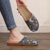 Ethnic Style Rhombus Bag Head Slippers Women's New Cloth Large Size Slippers Wholesale Linen Couple Comfortable Cotton and Linen Home