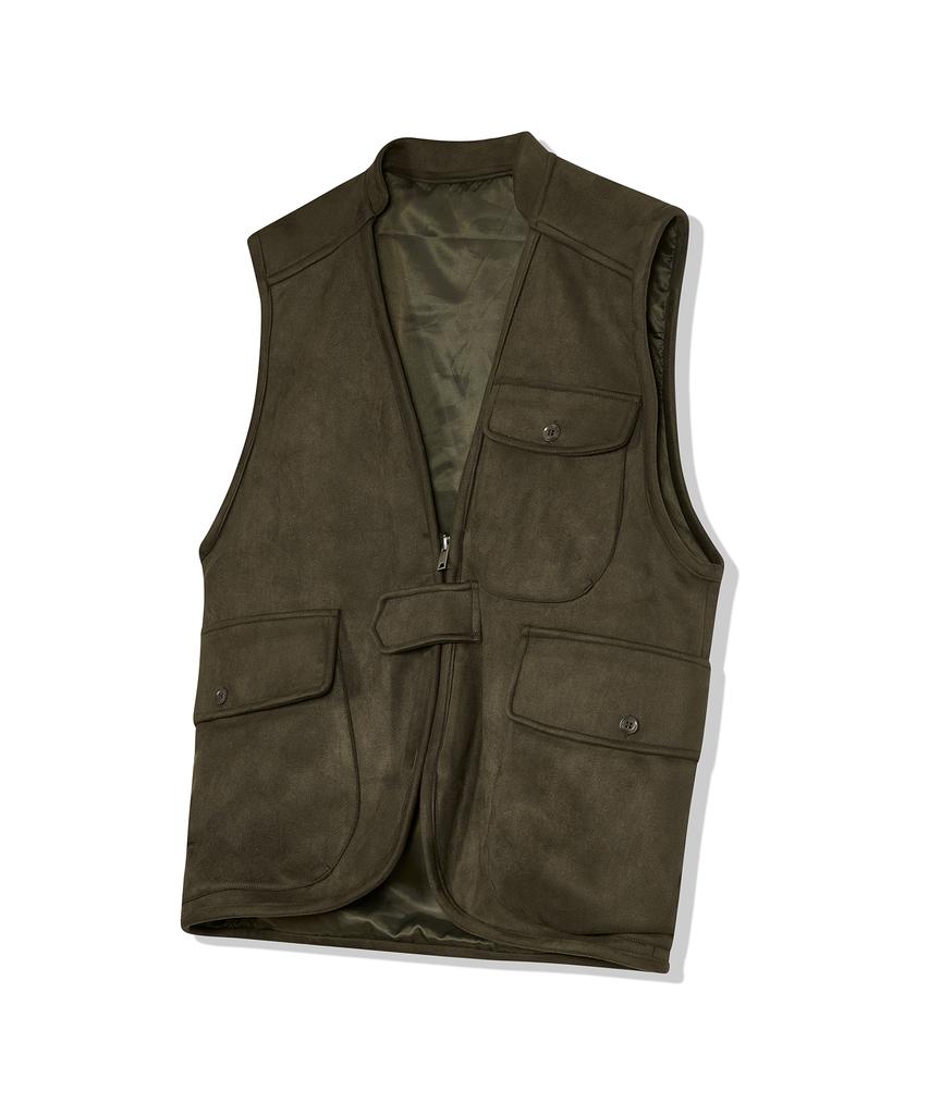 Standarderror 87-Stan146 Heavy Pocket Point Suede Vest Khaki