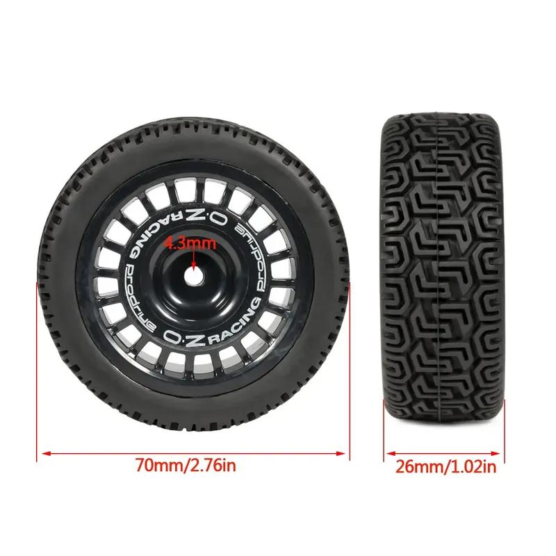 4Pcs RC Rally Tires Glued On Road Tyre Wheels with 12mm Hex for Tamiya TT02 TT-01 XV01 PTG-2 DF-03 WR8 Racing Car Upgrades