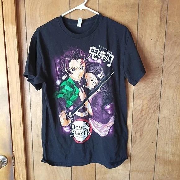 

2026 Summer Demon Slayer Anime Kamado TanjiroNezuko Loose Shortsleeved Pure Cotton Childrens Tshirt Tide Unisex Casual Y2k S