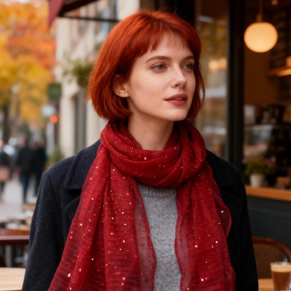 155×70cm Sequin Scarf Thin Transparent Hijab Luxury Headscarf  for Women