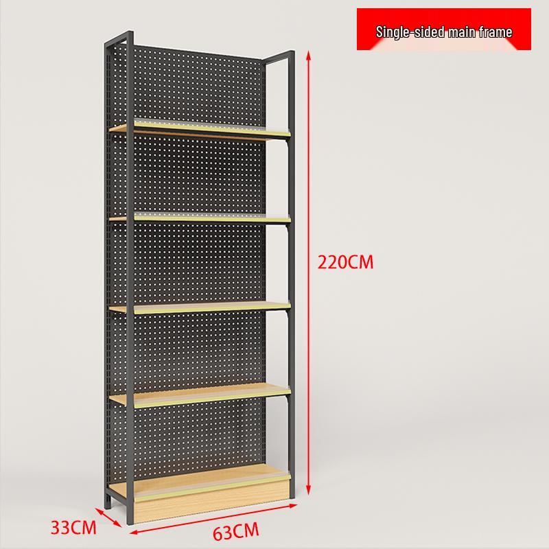 Steel-Wood Display Rack with Hooks for Snacks & Stationery