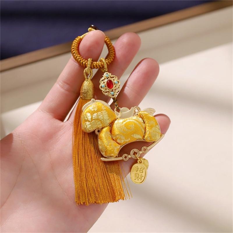 Exquisite Hand Crafted Keychain Featuring Delicate Tassels And Auspicious Horse Year Design Bag Hanging Decoration