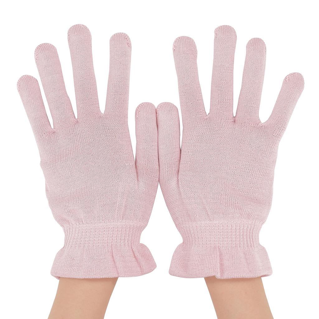 Silk Gloves for Hand and Comfortable Sleeping Gloves for a Relaxed Made in Japan 1 Care, Moisturizing, Comfortable, Fit. (Pink, Pair)