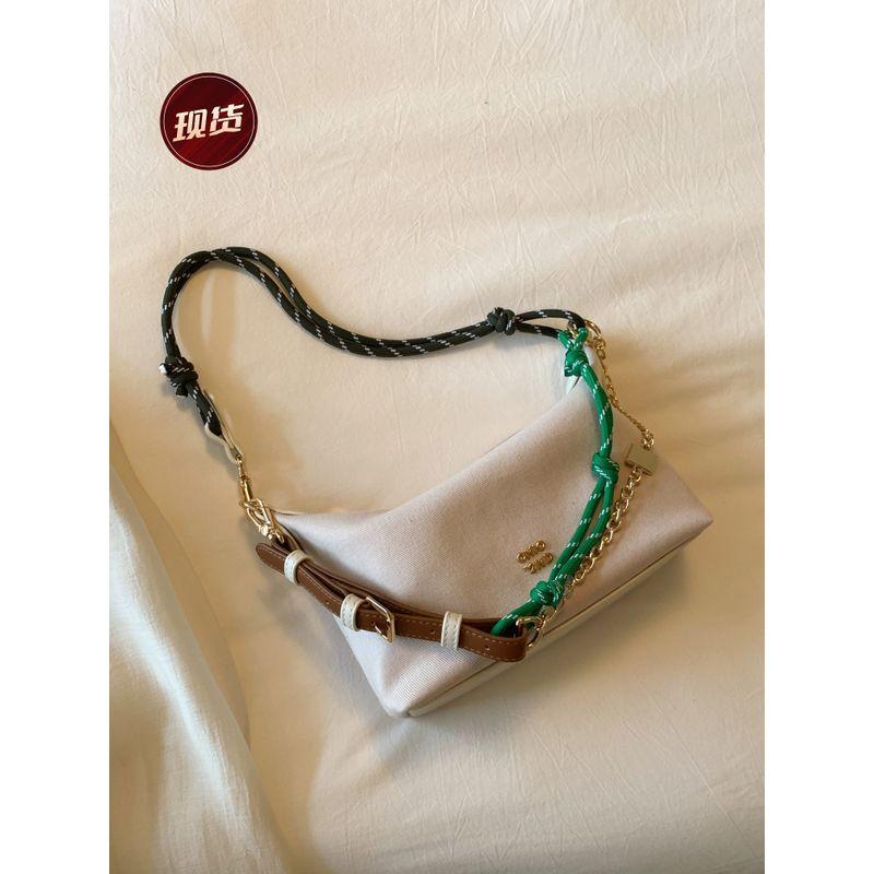 

South Style Chio2nd Midsummer Camping Tote Bag Women 2025 Super Hot Contrast Color Shoulder Strap Design Shoulder Messenger Bag Beige