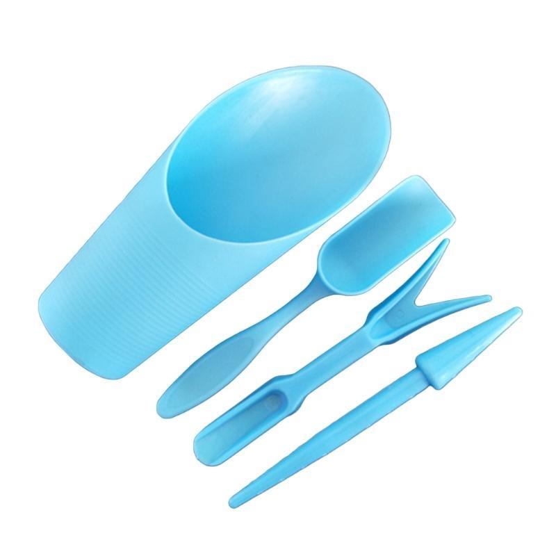 

4Pcs Garden Planter Sowing Shovel Bucket Spoon Succulents Planting Tool Bonsai Fertilizer Drilling Device DIY синий