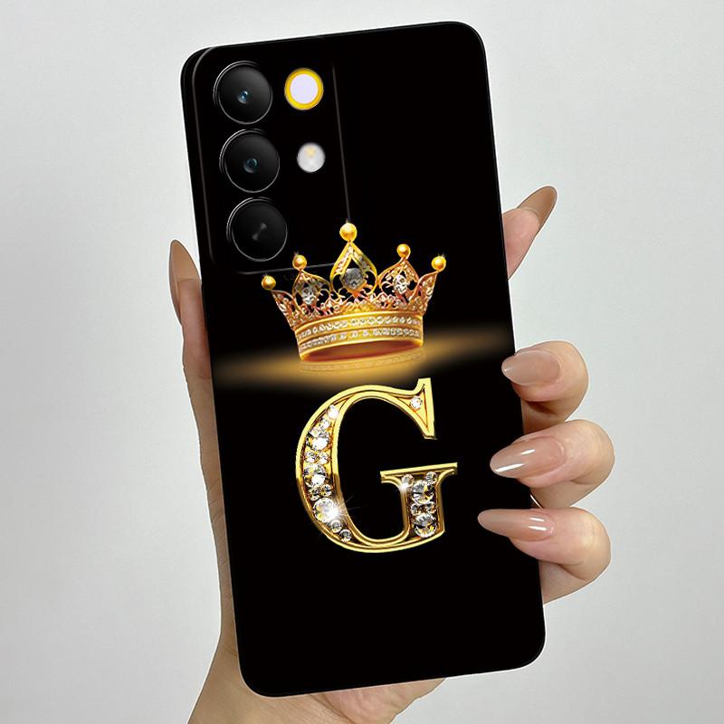 For Realme C85 Pro 2025 Crown Initial Letter Couple Phone Case RealmeC85 Pro 4G RMX5555 Soft Silicone TPU Lens Protective Casing