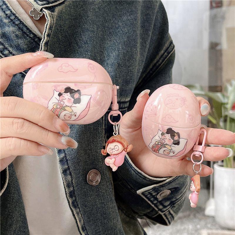 

Чехол для Bluetooth-наушников 5-го поколения Чехол для 4-го поколения 4e Силиконовый защитный чехол Freebudspro3 Ударопрочный 5i6i Милый женский SE2 Мягкий чехол Бесплатный зажим freebuds5i Tang dress sleeping beauty + pendant