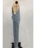 Damenmode Jumpsuit mit Kordelzug: Locker geschnittene Denim-Latzhose mit Schnürungsdetails