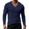 Casual sportief ondershirt voor heren, V-hals top met lange mouwen