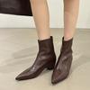 Pointed Short Boots Women's Boots 2025 New Autumn and Winter European Beautiful Women's Boots Thick Heel High Heel Short Boots Zipper Thin Boots