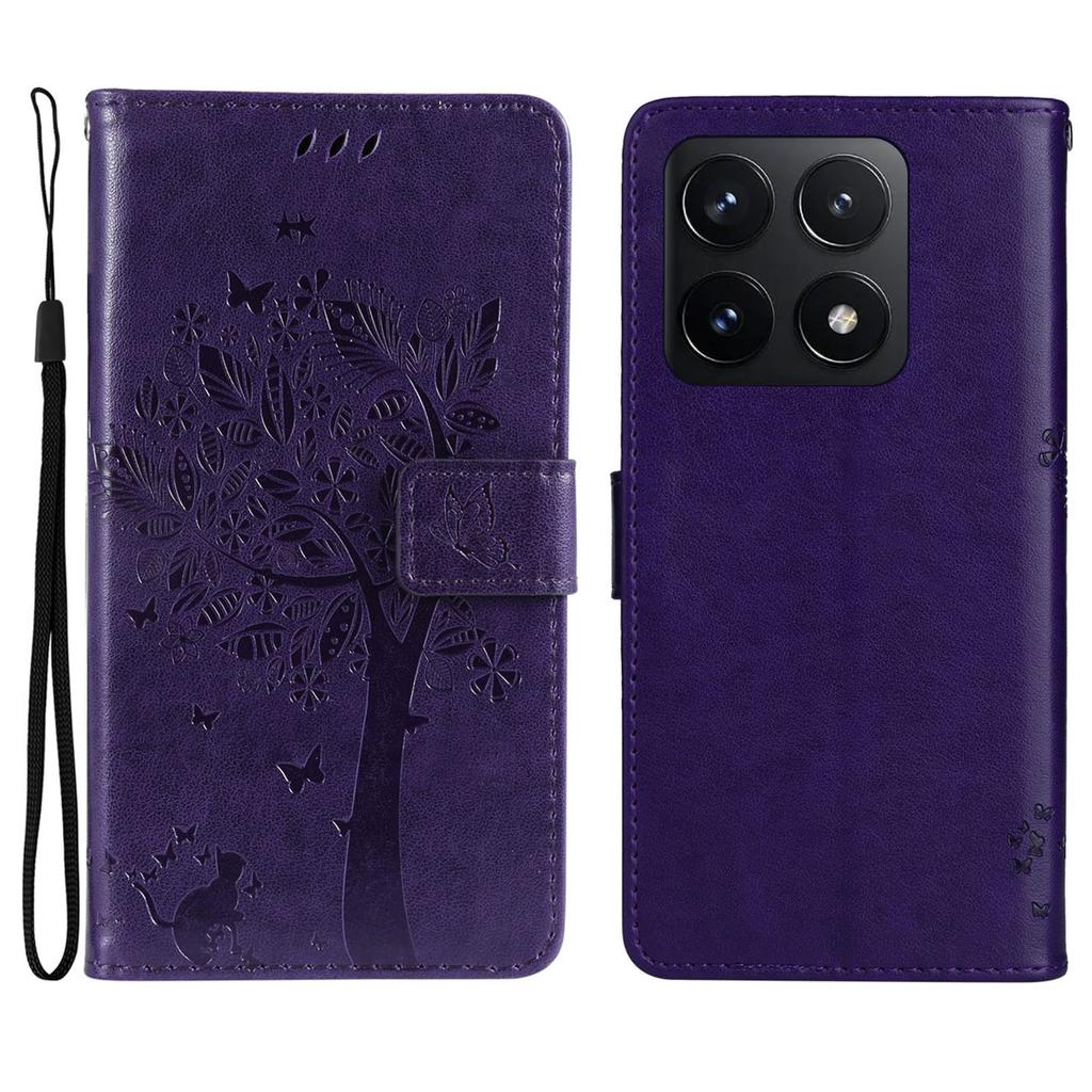 Für Xiaomi 14T Handyhülle mit Ständer Katzenbaum Muster Leder Geldbörse Handyhülle