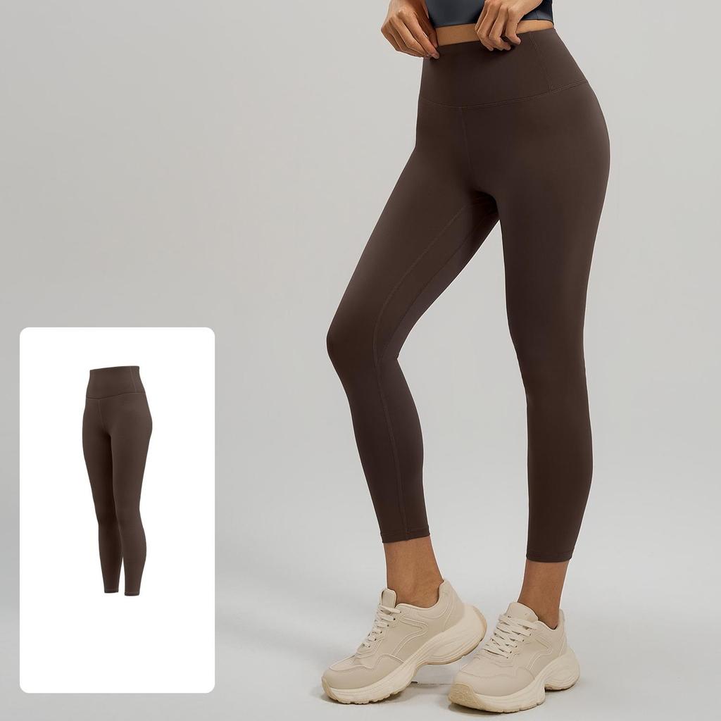 Leggings femininas de cintura baixa e ajuste fino de nove pontos, calças casuais de ioga com elevação do quadril