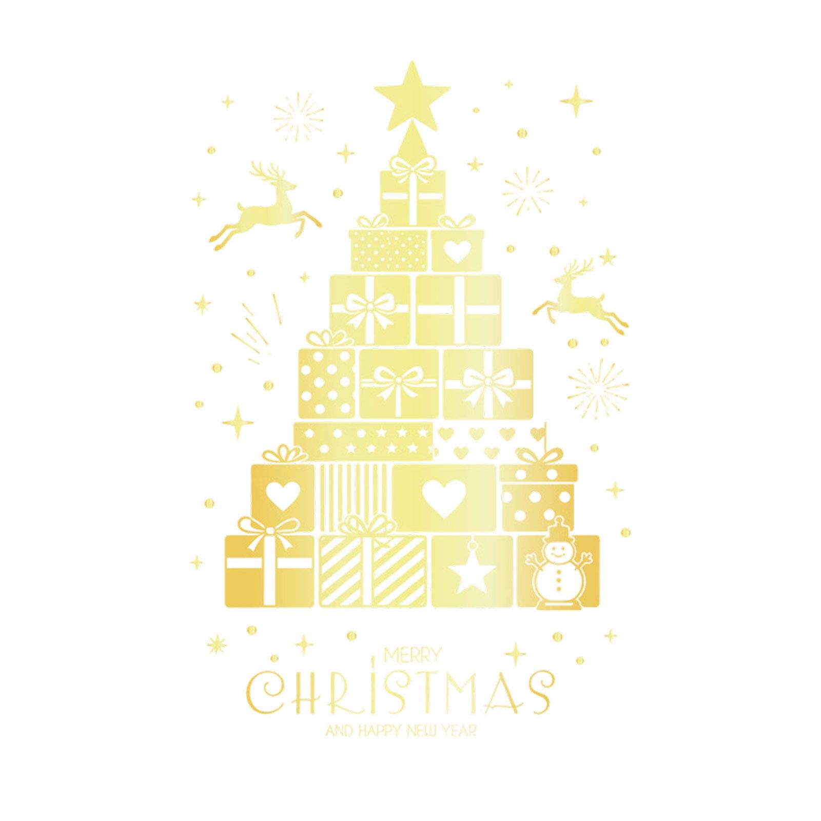 

Christmas Happy Christmas Gift Decorations Golden Christmas Tree Static Stickers For Glass One Size