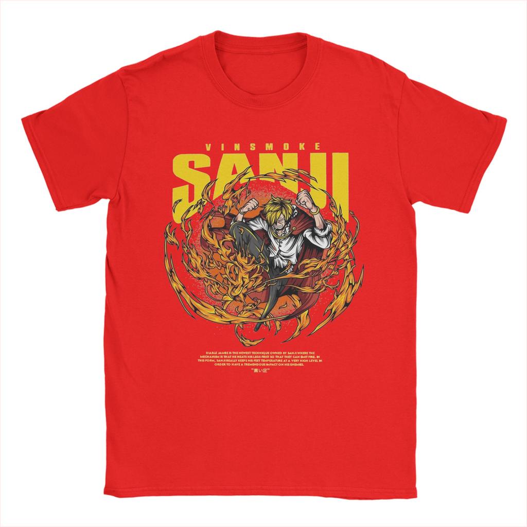 Mens Vinsmoke Sanji T Shirts Ones Pieces Anime Cotton Tops Novelty Short Sleeve Crewneck Tees Printed TShirts