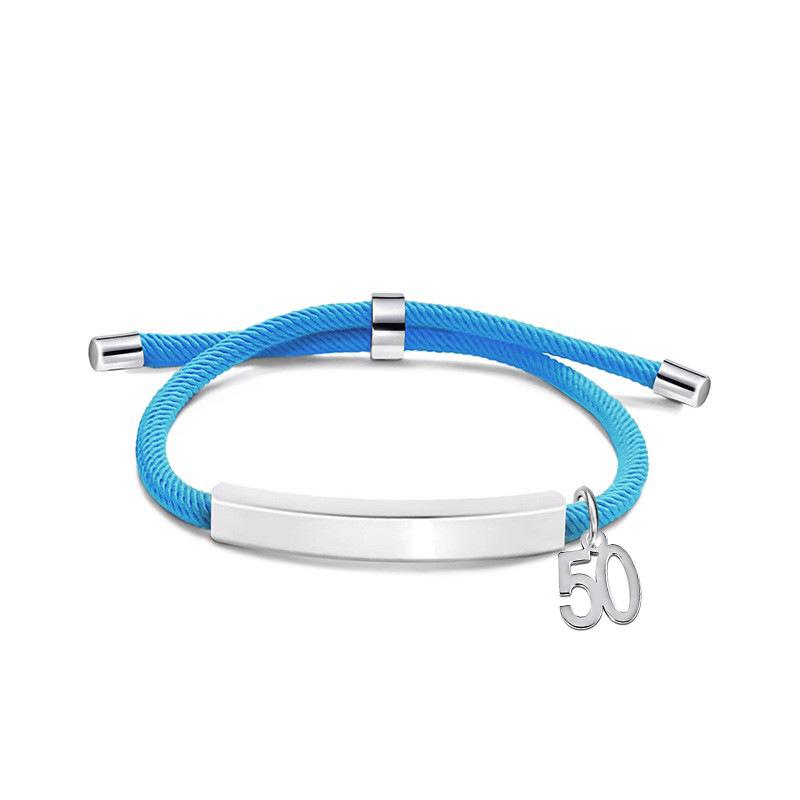 Multi-color Engravable Stainless Steel Bracelet with Number 16 Charm