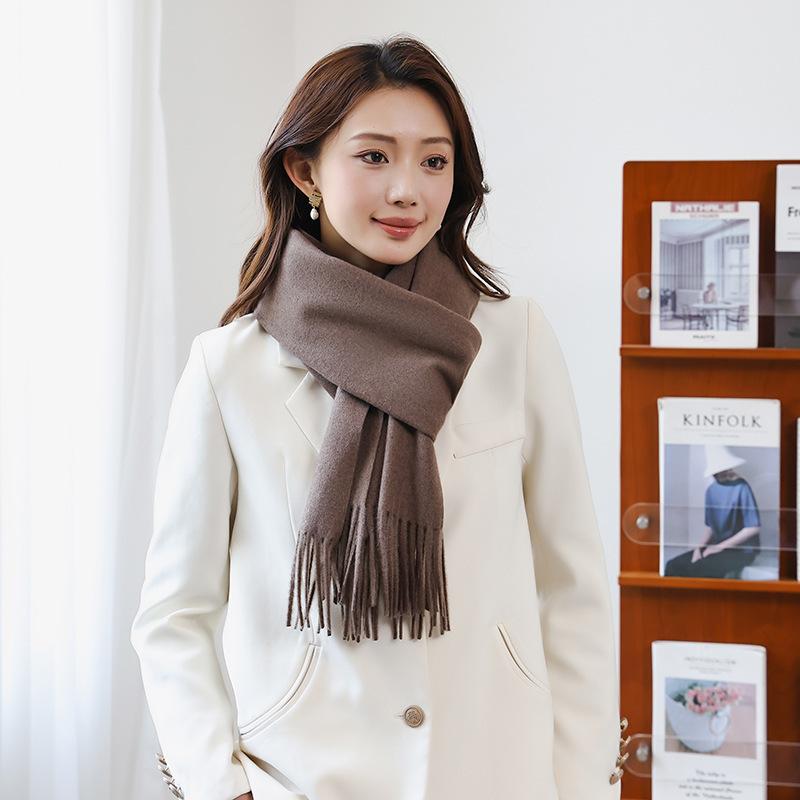 Wool Scarf for Women in Winter New Style Cashmere Scarf Versatile  Thickened  Warm and Solid Color Scarf