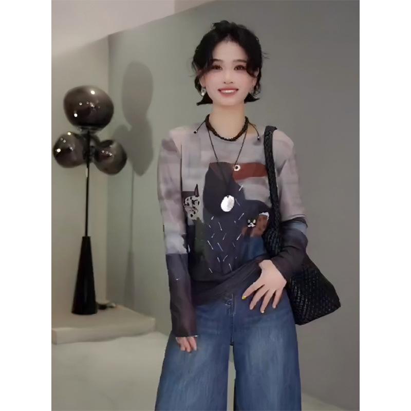 

Women s 2025 Graffiti Art Long-Sleeve Crew Neck T-Shirt - Versatile Spring/Summer Fashion Sunscreen Top M (50-57.5 kg)