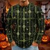 Men's Halloween Print Long Sleeve Neck T-Shirt for Holiday Party