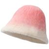Fisherman Hat Women's Autumn and Winter Warm and Fashionable Gradient Color Rabbit Fur Basin Hat Showing Face Small Plush Bucket Hat