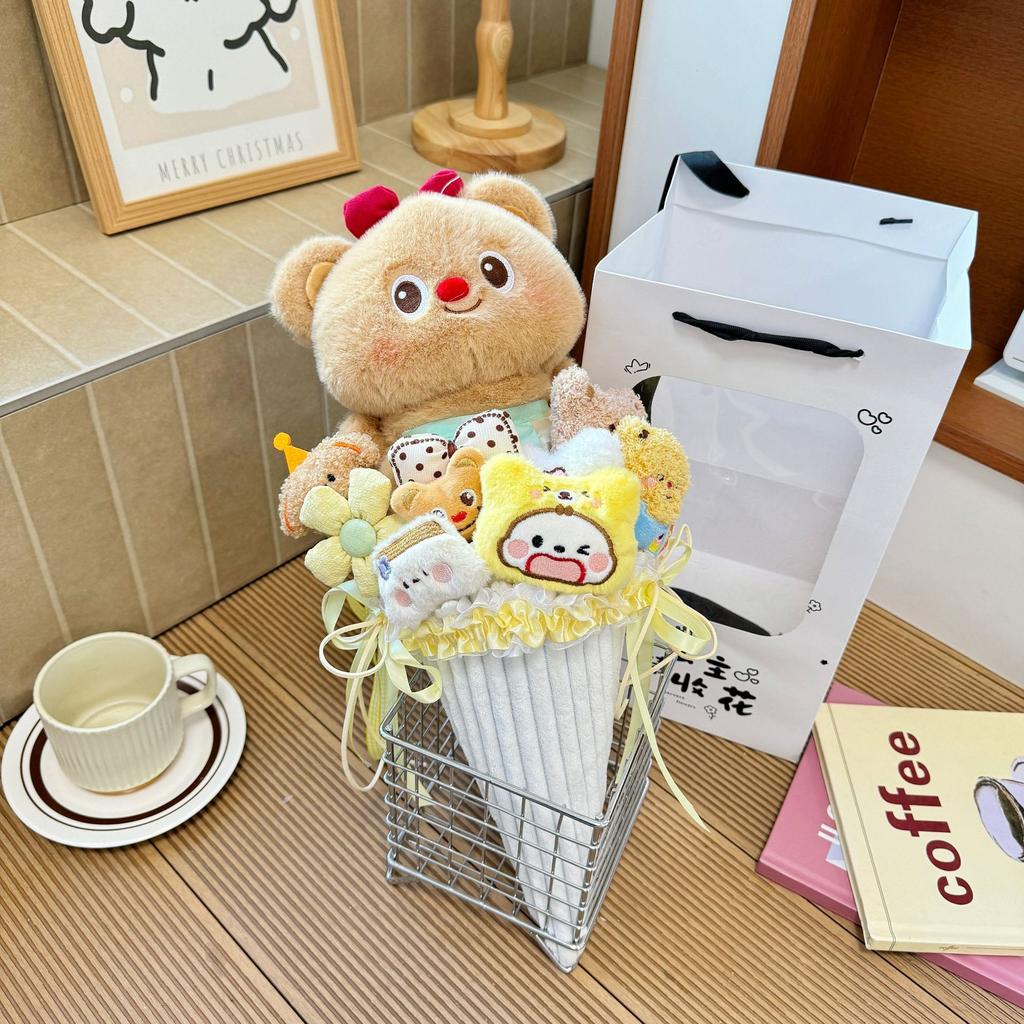 New Year's Ice Cream Doll Bouquet Finished Creative Doll Hand Bouquet To Send Relatives and Friends Finished Souvenir
