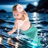 Soft Knitting Baby Sea-maiden Costume Chest Flower Headwear for Capturing Beautiful Moment In Newborns Photography