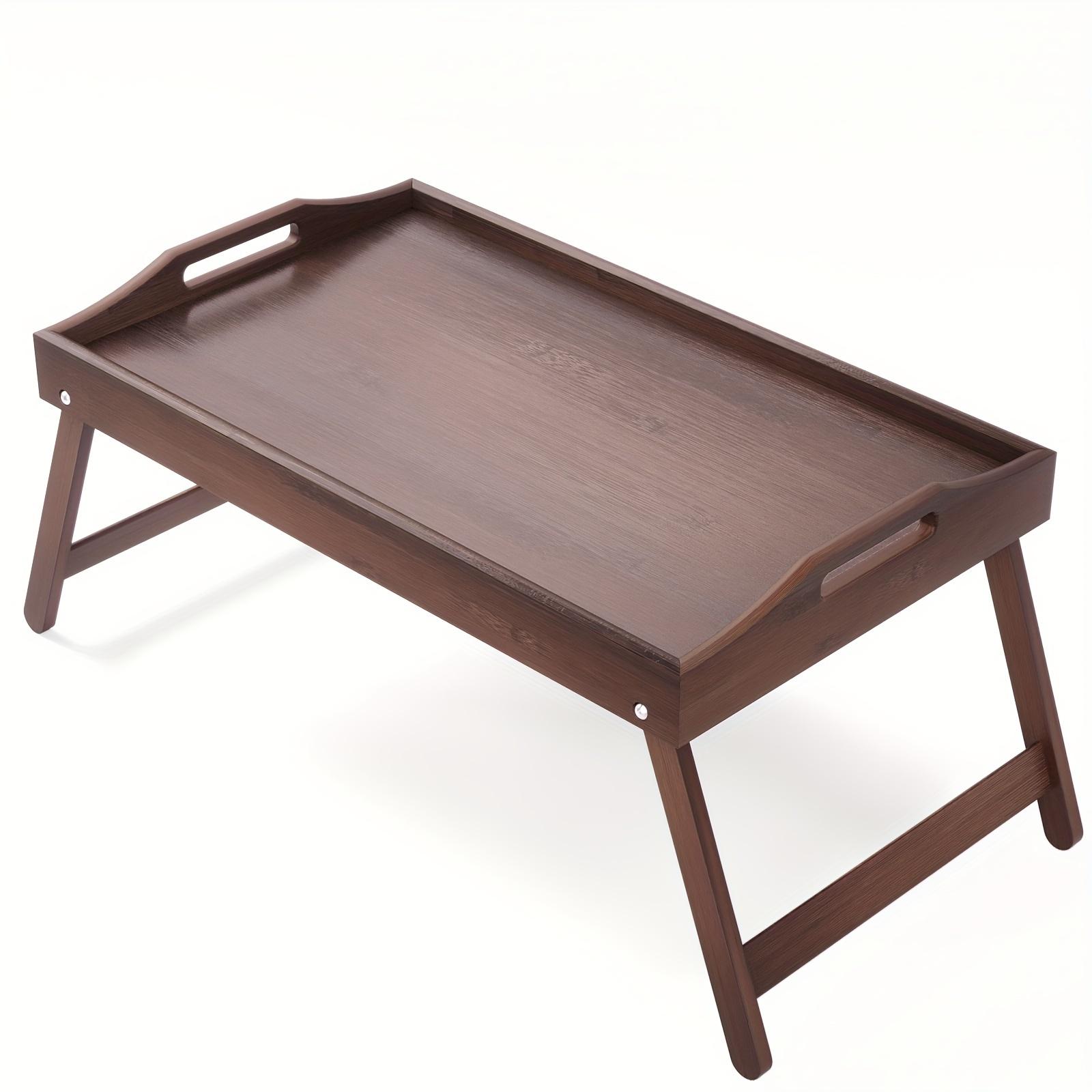 Mesa Plegable de Bambú Escritorio Multifuncional para Portátil para Cama, Bandeja Portátil Minimalista marrón