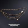 Elegante Catena Vita Multi-Strato con Luna in Metallo per Donna - Accessorio Abito Regolabile
