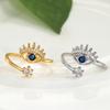 Cubic Zircon Turkey Evil Eye Ring 18k Gold Color Plated Adjustable Open Ring for Women Amulet Islamic Jewelry Gift